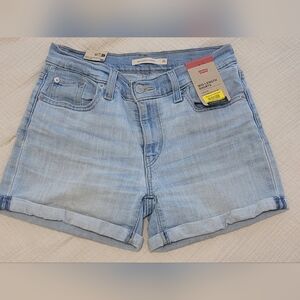 Levi's Blue Jean Shorts High-Waisted Mid Length Cuffed Hem